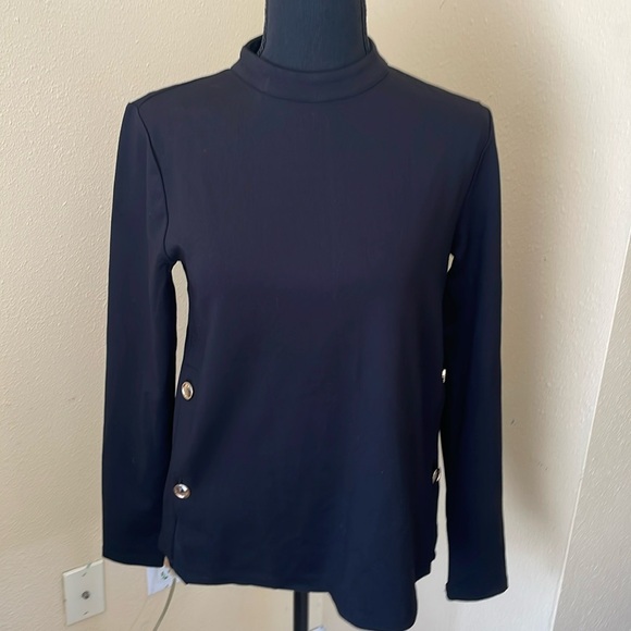 ANN TAYLOR Black short sleeve turtleneck style top sz XS - Picture 1 of 4